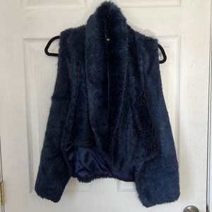 Navy Fur Vest